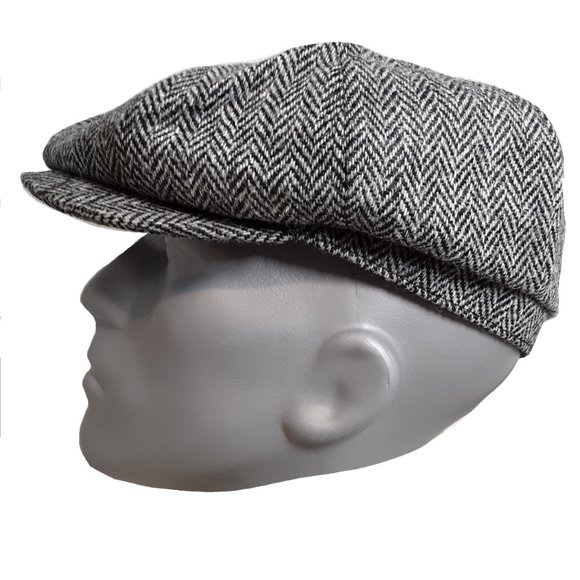 PEAKY BLINDERS Hartside Harris Tweed® Newsboy Cap HS28 in GRAY-BLACK - PICK SIZE - Picture 6 of 12